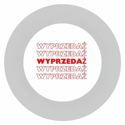 szkiełko gobo wyprzedaż, napis wyprzedaż napisany pięciokrotnie,  w kolorze czerwonym