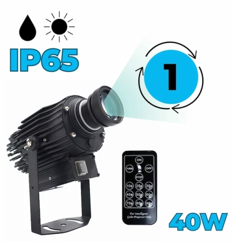 czarny projektor led-rotacja obrazu-40w, napis ip65, 1 szkiełko