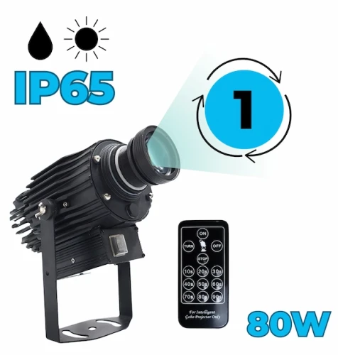 czarny projektor led rotacja obrazu -80w, napis ip65, 1 szkiełko,