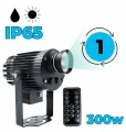 czarny projektor led, napisy:  rotacja obrazu 300w, ip65, 1 szkiełko